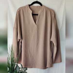 Shein Curve Tan 3/4 Sleeve Blouse Size 1XL